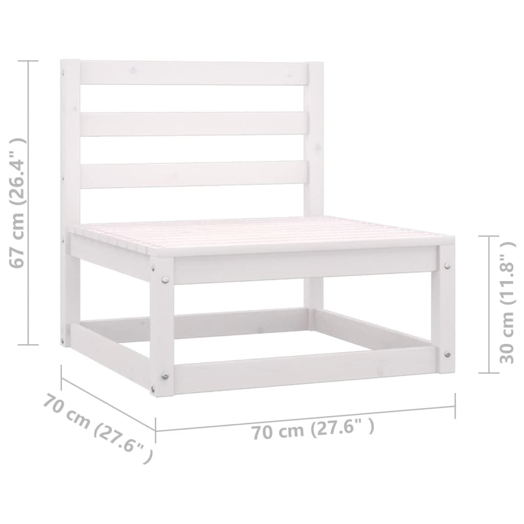 12-tlg. Garten-Lounge-Set mit Kissen Weiss Kiefer Massivholz